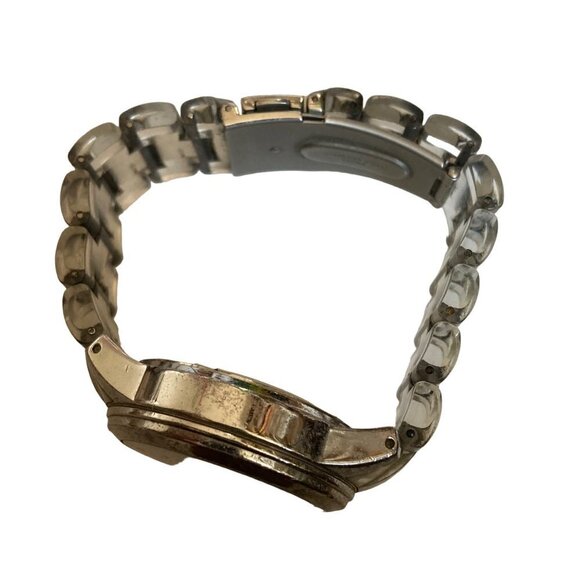 Guess Mens Watch Water Resistant Stainless Steel Clear Band Works New Battery - Picture 5 of 14